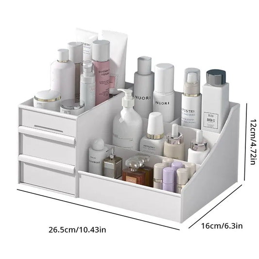 NEW 1pc White Drawer Makeup Storage Box Plastic Organizer for Cosmetics Skin Care Dressing Table Desktop Dormitory