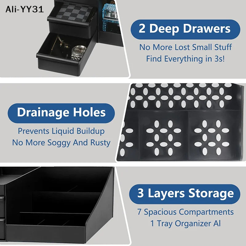 【Y31】1Pc 2026 Cologne Organizer For Men, Cologne Holder For Dresser, Perfume Stand, Bathroom Countertop Organizer With Drawers