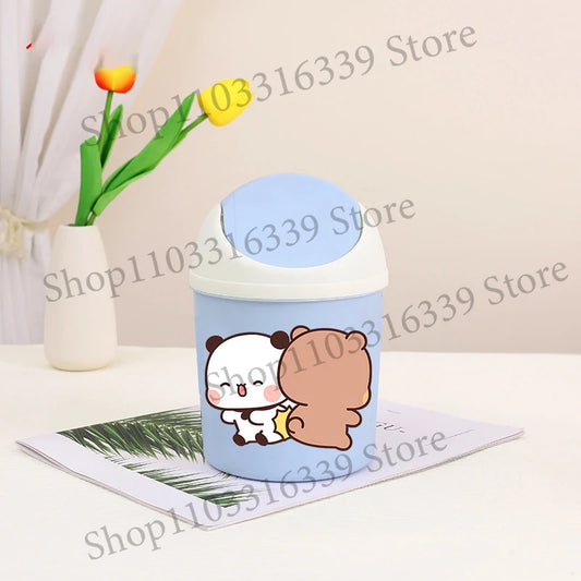 Bubu Dudu Mini Desktop Bin Yier Panda Bear Trash Can Tube Bedroom Trash Can Garbage Can Clean Workspace Storage Box Home Desk
