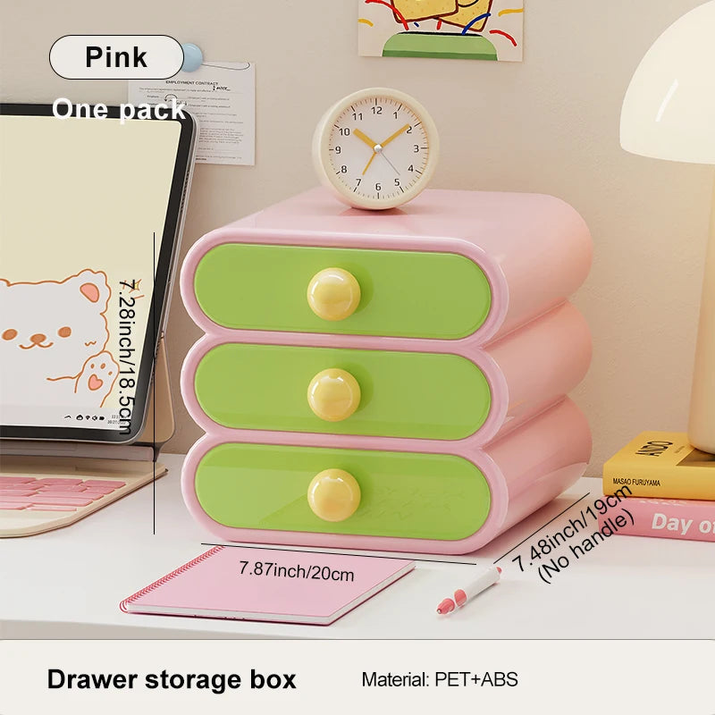 Uforu Dopamine Desk Organizer, 3-Tier Drawer Storage Boxes Multi-Function Stationery Desktop Shelf for Office Dorm