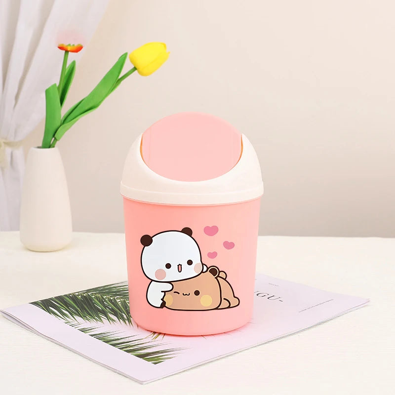 Bubu Dudu Mini Desktop Bin Yier Panda Bear Trash Can Tube Bedroom Trash Can Garbage Can Clean Workspace Storage Box Home Desk