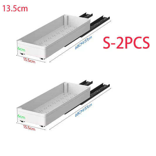 1-2pcs Kitchen Organizer Pull Out Cabinet Storage Rack Drawer Type Storage Tray with Slide Rails Cabinets Organizer for Pantry