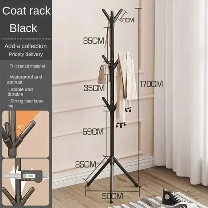 Vertical Bedroom Clothes And Hats Rack - Floor to Floor Coat Hook Tree Branch Shape Holder for Scarf Handbag Storage