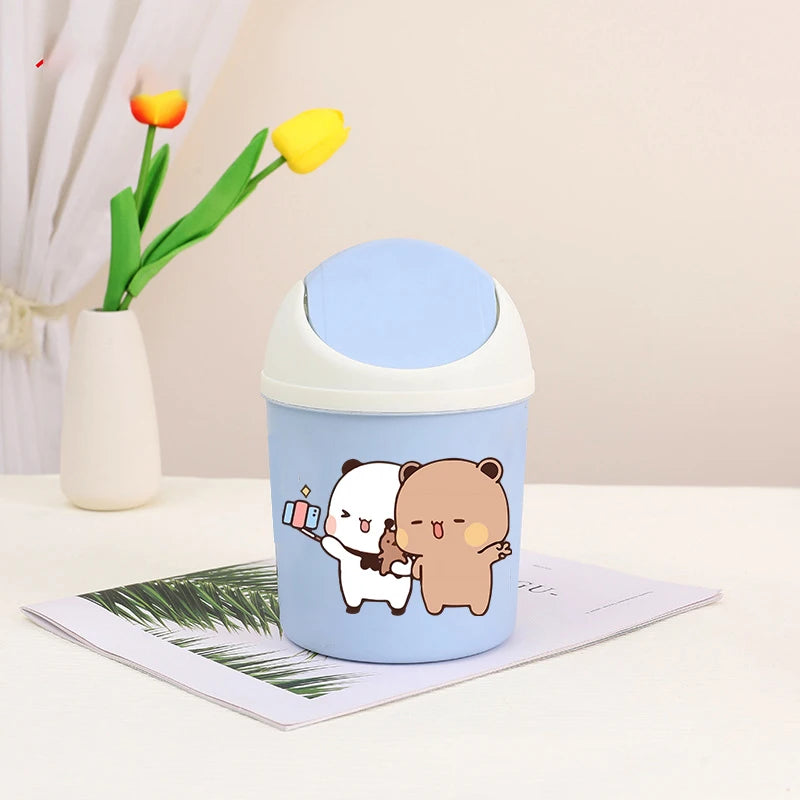 Bubu Dudu Mini Desktop Bin Yier Panda Bear Trash Can Tube Bedroom Trash Can Garbage Can Clean Workspace Storage Box Home Desk