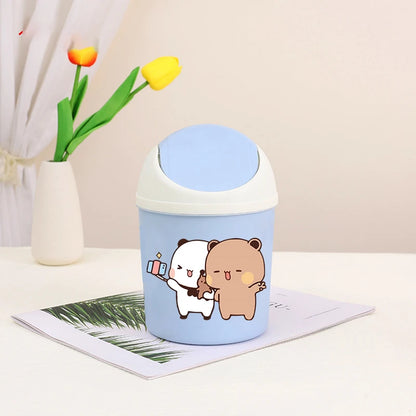 Bubu Dudu Mini Desktop Bin Yier Panda Bear Trash Can Tube Bedroom Trash Can Garbage Can Clean Workspace Storage Box Home Desk