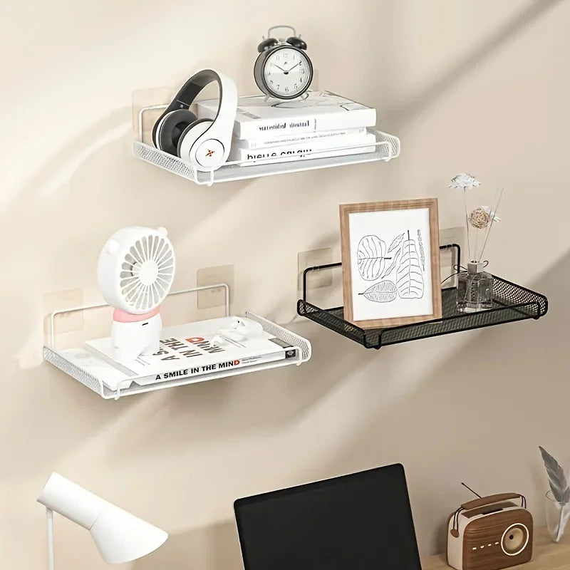 Stainless Steel Wall-Mounted Router Shelf No-Drill Space-Saving Organizer for TV Top Boxes Keys Small Items in Living Room