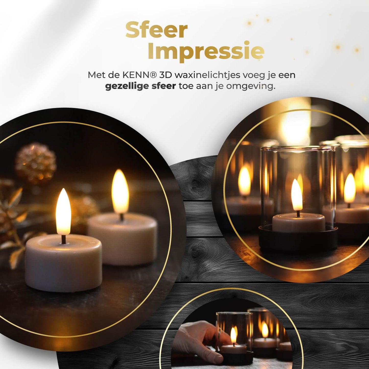 KENN® LED Waxinelichtjes – Set van 4 – Taupe