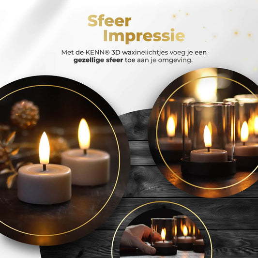KENN® LED Waxinelichtjes – Set van 4 – Taupe