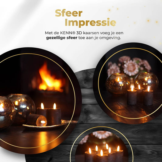 KENN® LED Stompkaarsen – Set van 6 – Zwart (Timer)