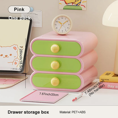 Uforu Dopamine Desk Organizer, 3-Tier Drawer Storage Boxes Multi-Function Stationery Desktop Shelf for Office Dorm
