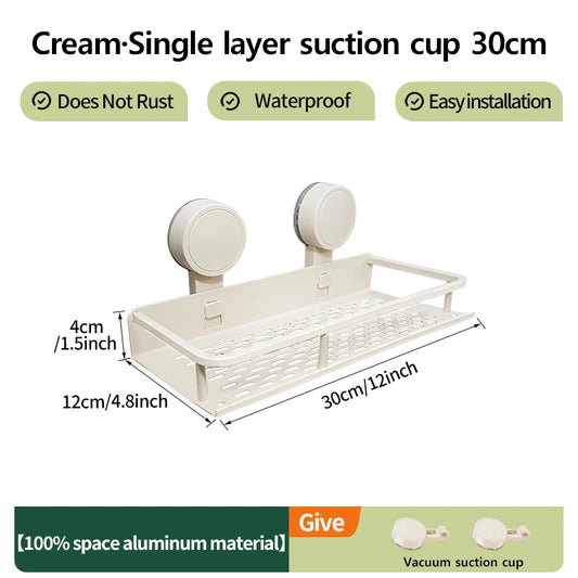 Multifunctional Suction Cup Rack Kitchen Utensils Storage Wall Mounted Spice Holder Bathroom Organizer No Drilling Required