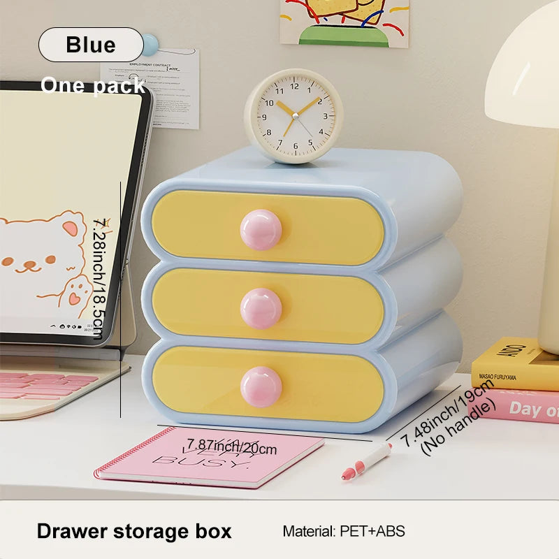 Uforu Dopamine Desk Organizer, 3-Tier Drawer Storage Boxes Multi-Function Stationery Desktop Shelf for Office Dorm