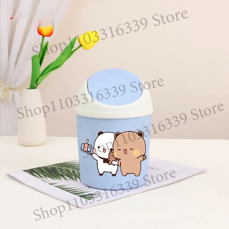 Bubu Dudu Mini Desktop Bin Yier Panda Bear Trash Can Tube Bedroom Trash Can Garbage Can Clean Workspace Storage Box Home Desk