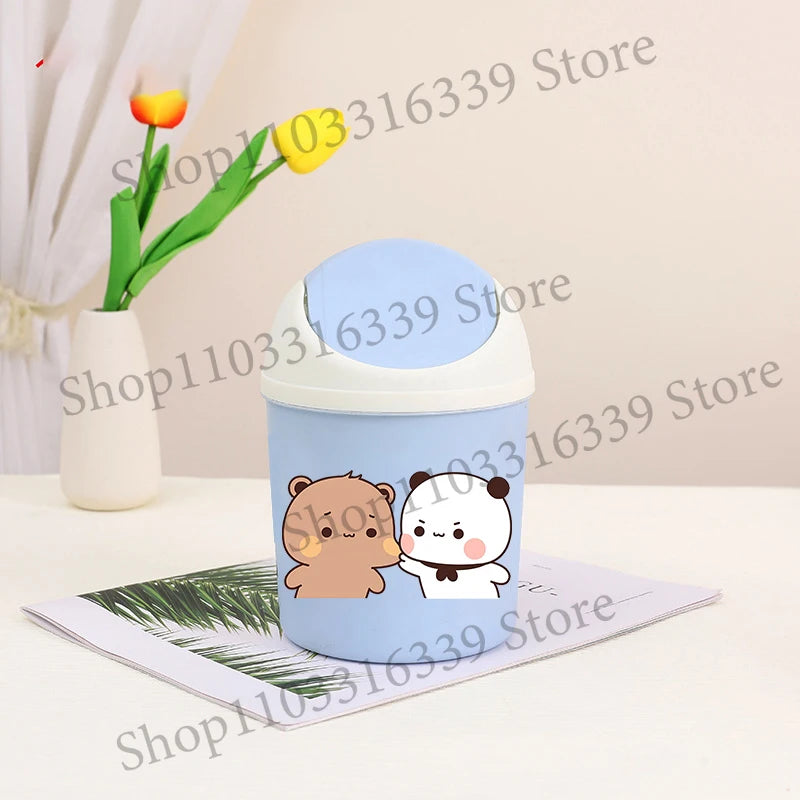 Bubu Dudu Mini Desktop Bin Yier Panda Bear Trash Can Tube Bedroom Trash Can Garbage Can Clean Workspace Storage Box Home Desk