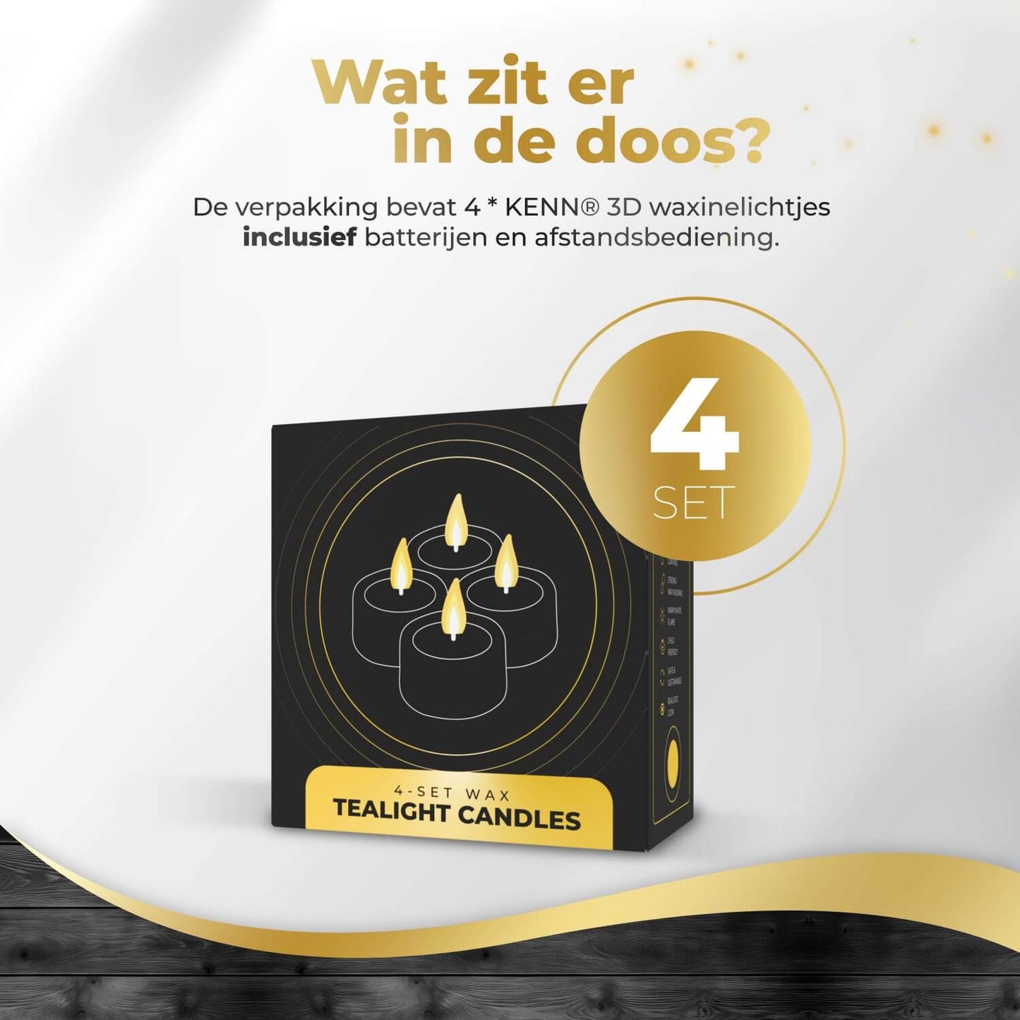 KENN® LED Waxinelichtjes – Set van 4 – Taupe
