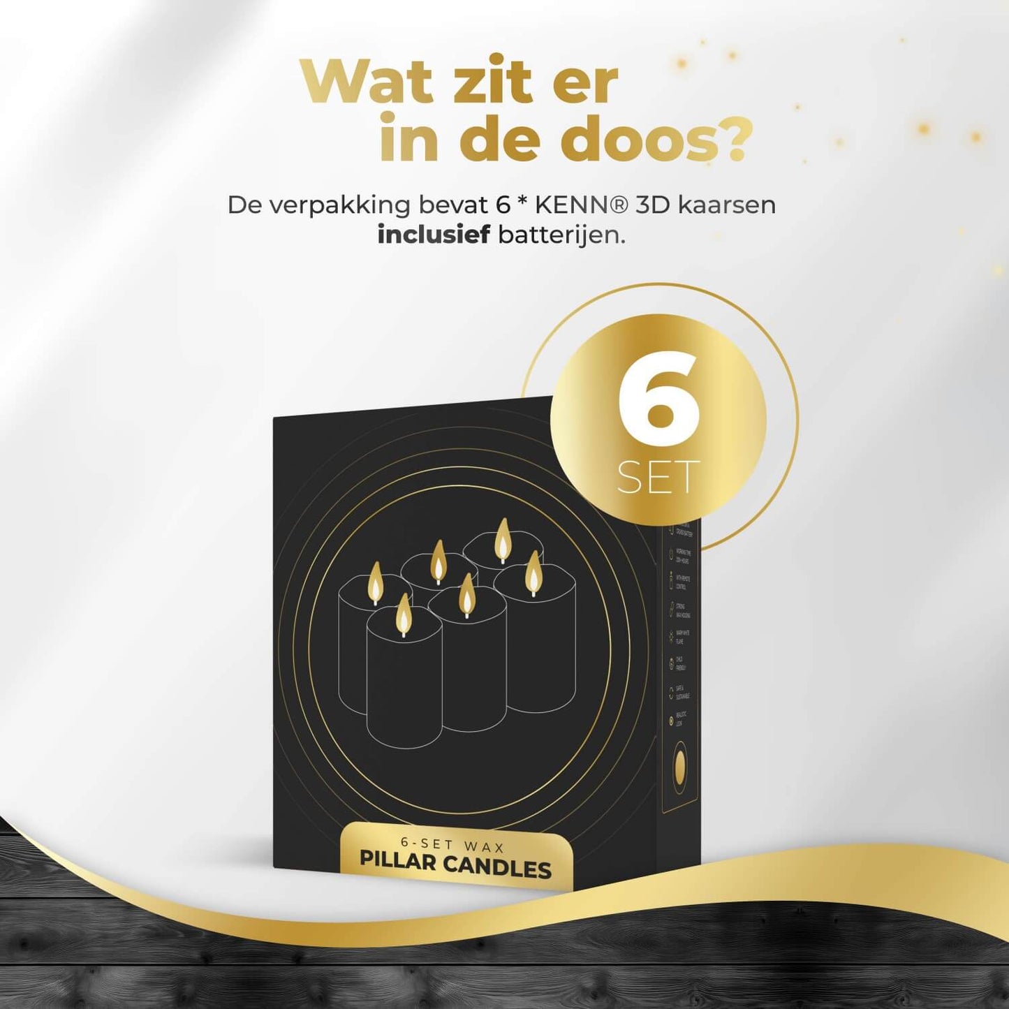KENN® LED Stompkaarsen – Set van 6 – Zwart (Timer)