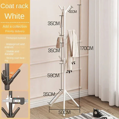 Vertical Bedroom Clothes And Hats Rack - Floor to Floor Coat Hook Tree Branch Shape Holder for Scarf Handbag Storage