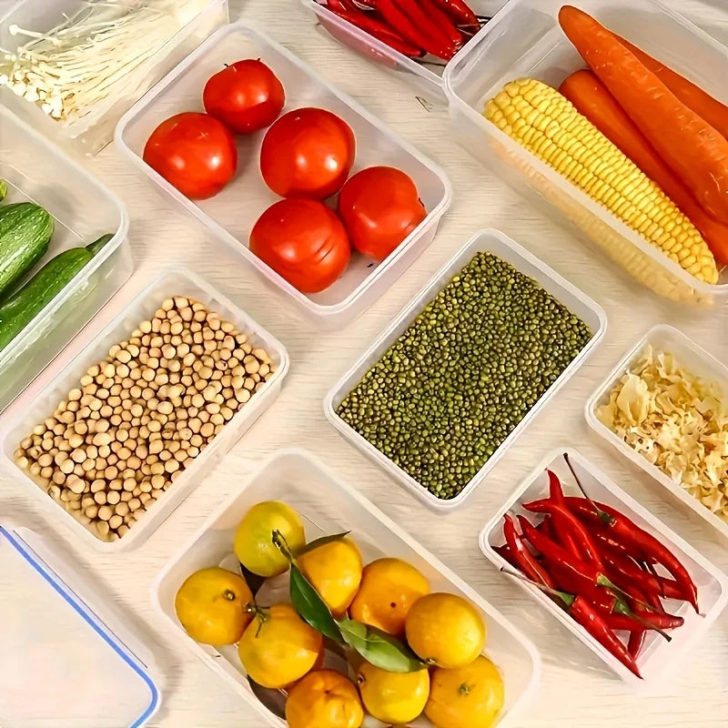 8Pcs Set Includes 4 Containers and 4 Lids Airtight Food Storage Box Kitchen Fridge Organizer for Fruits Vegetables Camping