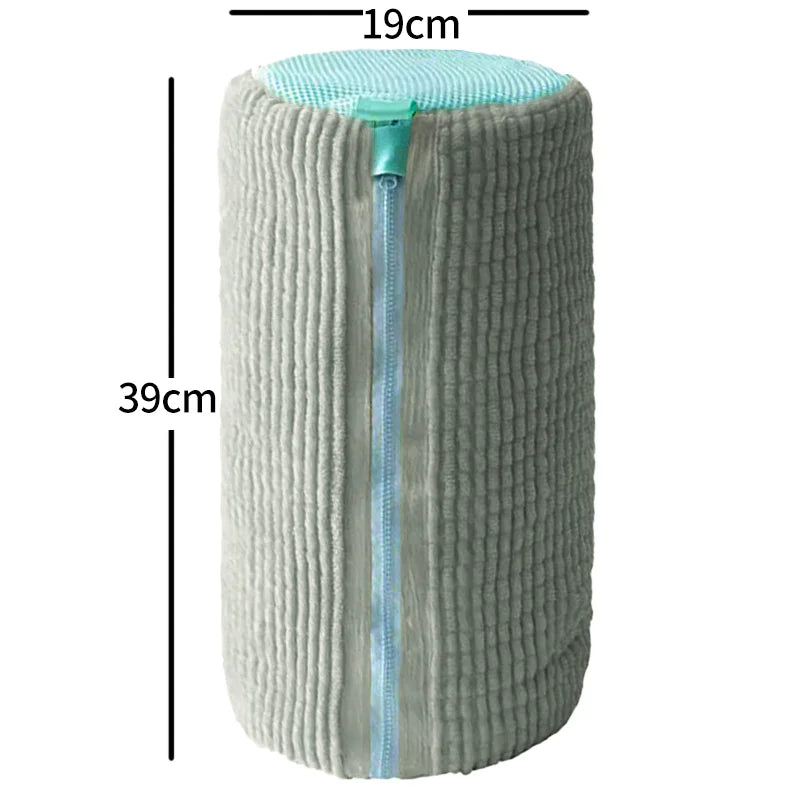 Fluffy Fiber Shoe Washing Bag 360° Surround Cleaning Reusable Durable Machine-Washable Laundry Bag with Zipper Closure (1pc)
