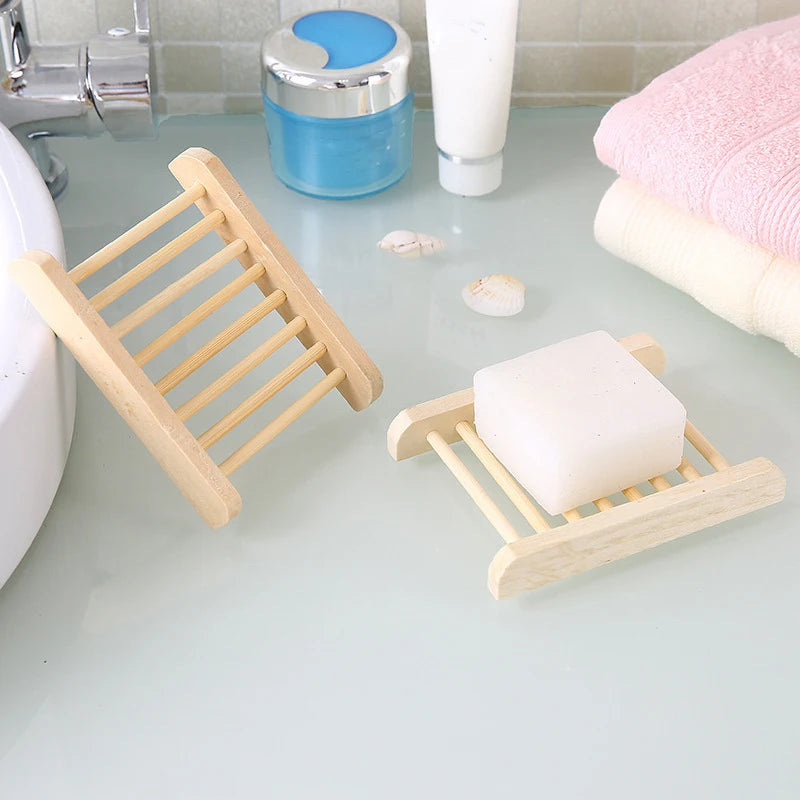 Wooden Soap Dishes Tray Bathroom Soap Holder Portable Shower Soap Dish Storage Tray Bathroom Countertop Soap Drain Rack