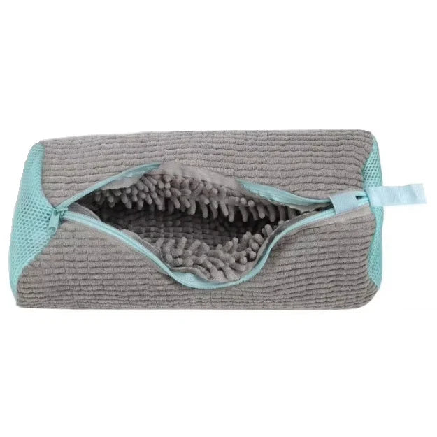Fluffy Fiber Shoe Washing Bag 360° Surround Cleaning Reusable Durable Machine-Washable Laundry Bag with Zipper Closure (1pc)