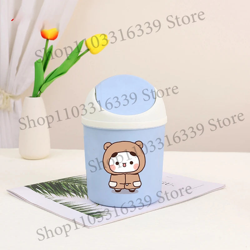 Bubu Dudu Mini Desktop Bin Yier Panda Bear Trash Can Tube Bedroom Trash Can Garbage Can Clean Workspace Storage Box Home Desk