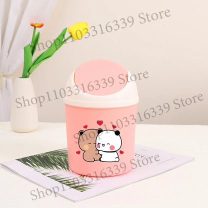 Bubu Dudu Mini Desktop Bin Yier Panda Bear Trash Can Tube Bedroom Trash Can Garbage Can Clean Workspace Storage Box Home Desk
