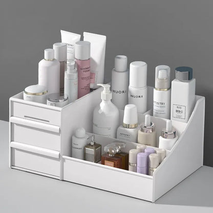 NEW 1pc White Drawer Makeup Storage Box Plastic Organizer for Cosmetics Skin Care Dressing Table Desktop Dormitory