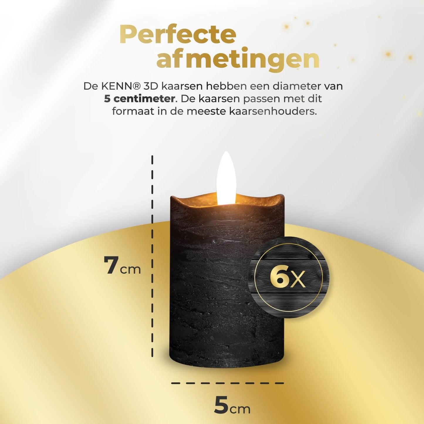 KENN® LED Stompkaarsen – Set van 6 – Zwart (Timer)
