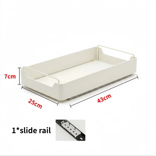 Pull-out Kitchen Storage Rack with Slide Rails Drawer Type Storage Tray Spice Box Organizer for Cabinet Shelf Space Saving Tools