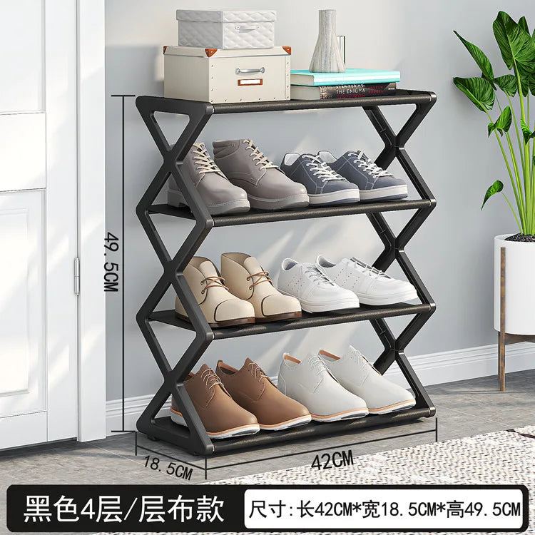4-Tier Foldable X-Shape Shoe Rack, No Assembly Space Saving Organizer, Freestanding Storage Shelf, for Entryway, Hallway, Closet