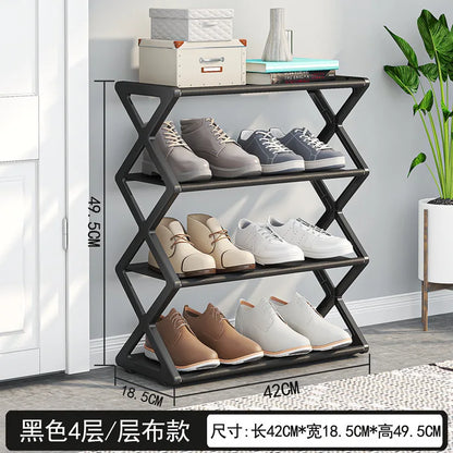 4-Tier Foldable X-Shape Shoe Rack, No Assembly Space Saving Organizer, Freestanding Storage Shelf, for Entryway, Hallway, Closet