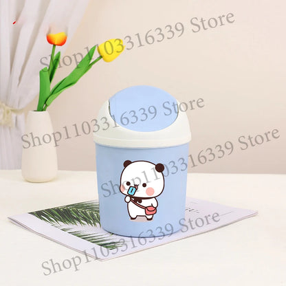 Bubu Dudu Mini Desktop Bin Yier Panda Bear Trash Can Tube Bedroom Trash Can Garbage Can Clean Workspace Storage Box Home Desk