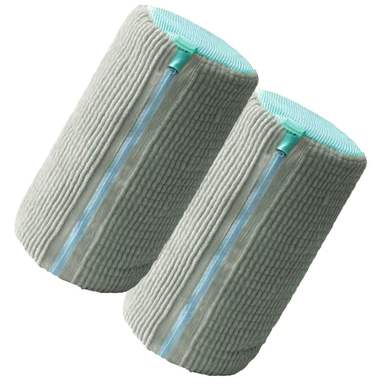 Fluffy Fiber Shoe Washing Bag 360° Surround Cleaning Reusable Durable Machine-Washable Laundry Bag with Zipper Closure (1pc)