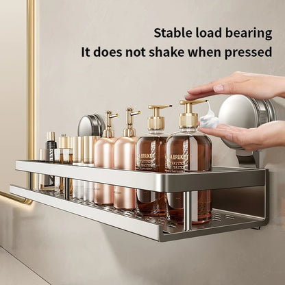Multifunctional Suction Cup Rack Kitchen Utensils Storage Wall Mounted Spice Holder Bathroom Organizer No Drilling Required