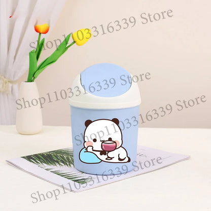 Bubu Dudu Mini Desktop Bin Yier Panda Bear Trash Can Tube Bedroom Trash Can Garbage Can Clean Workspace Storage Box Home Desk