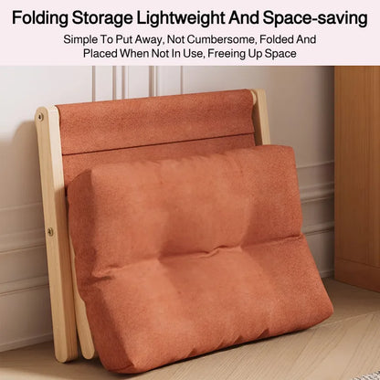 Solid Wood Shoe Changing Stool Footstool Sofa Rest Footstool, Folding Low Stool for The Entryway, Cotton-filled Cushion Stool