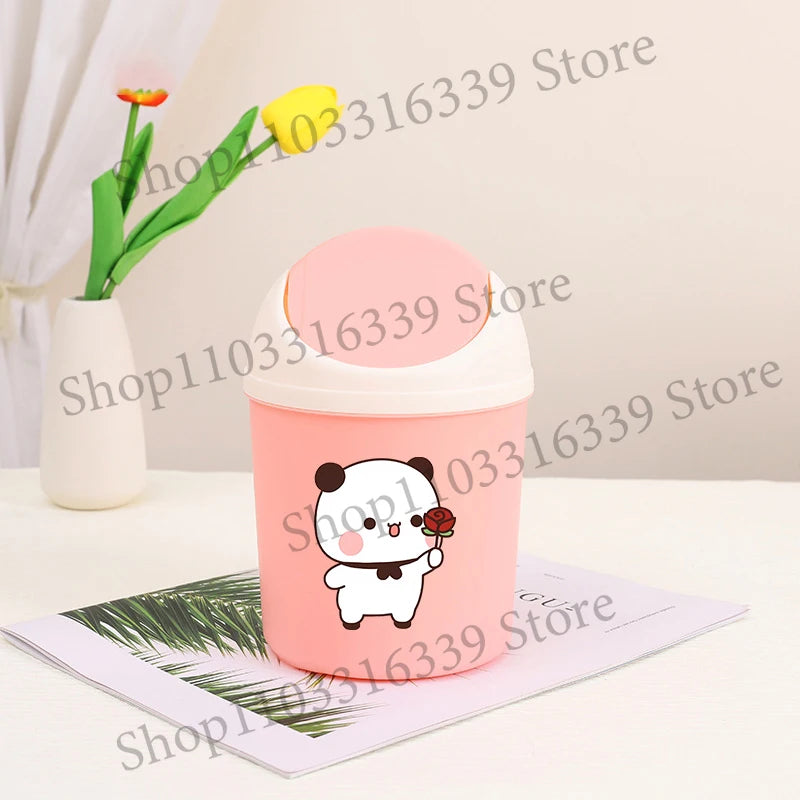 Bubu Dudu Mini Desktop Bin Yier Panda Bear Trash Can Tube Bedroom Trash Can Garbage Can Clean Workspace Storage Box Home Desk
