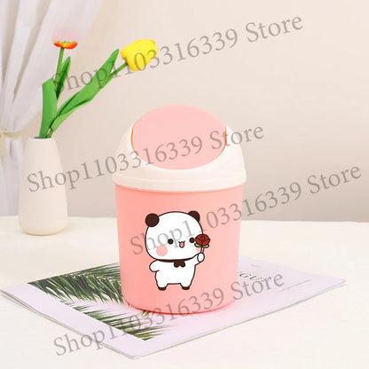 Bubu Dudu Mini Desktop Bin Yier Panda Bear Trash Can Tube Bedroom Trash Can Garbage Can Clean Workspace Storage Box Home Desk