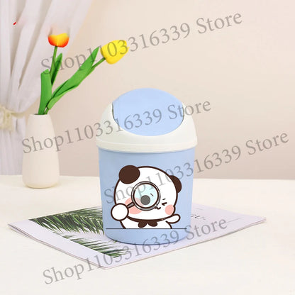 Bubu Dudu Mini Desktop Bin Yier Panda Bear Trash Can Tube Bedroom Trash Can Garbage Can Clean Workspace Storage Box Home Desk
