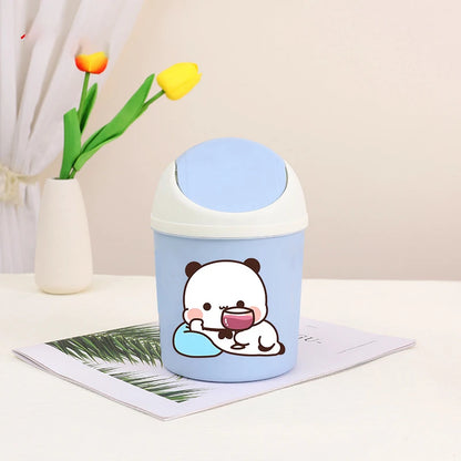 Bubu Dudu Mini Desktop Bin Yier Panda Bear Trash Can Tube Bedroom Trash Can Garbage Can Clean Workspace Storage Box Home Desk
