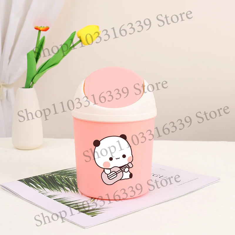 Bubu Dudu Mini Desktop Bin Yier Panda Bear Trash Can Tube Bedroom Trash Can Garbage Can Clean Workspace Storage Box Home Desk