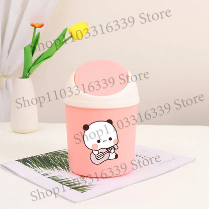 Bubu Dudu Mini Desktop Bin Yier Panda Bear Trash Can Tube Bedroom Trash Can Garbage Can Clean Workspace Storage Box Home Desk