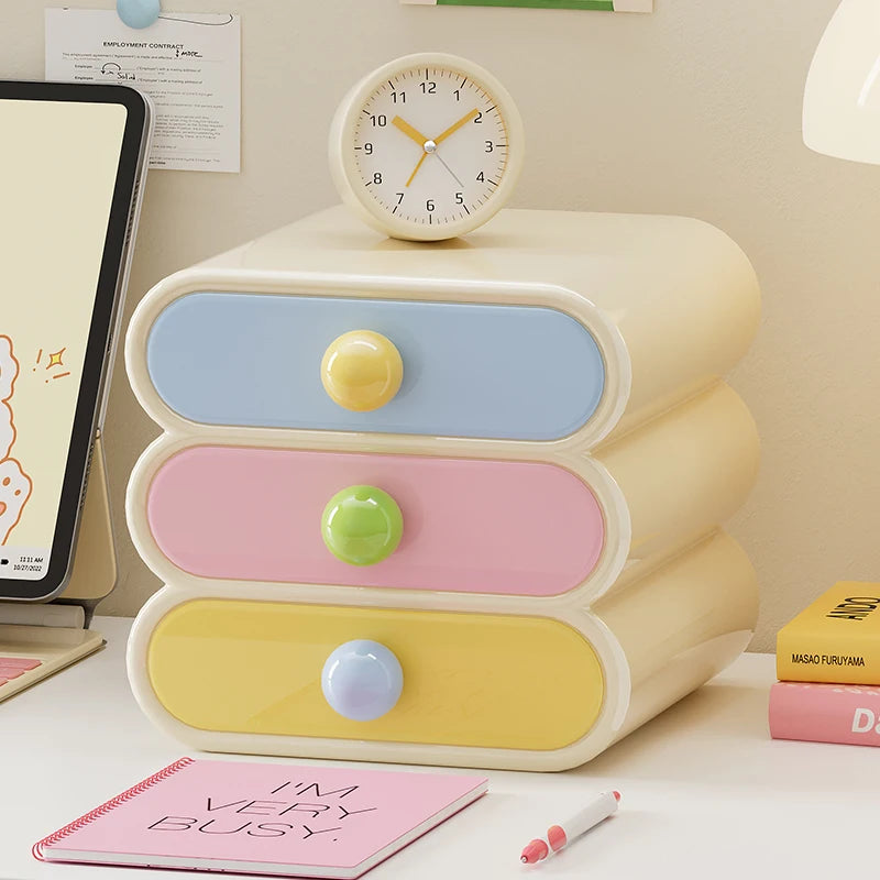 Uforu Dopamine Desk Organizer, 3-Tier Drawer Storage Boxes Multi-Function Stationery Desktop Shelf for Office Dorm