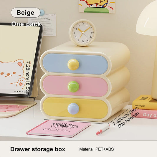 Uforu Dopamine Desk Organizer, 3-Tier Drawer Storage Boxes Multi-Function Stationery Desktop Shelf for Office Dorm