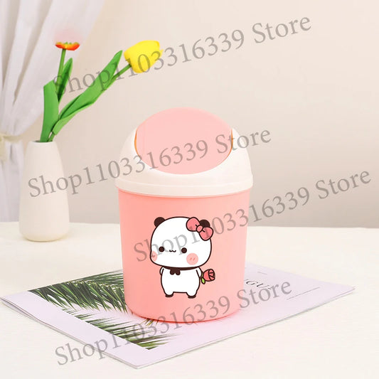 Bubu Dudu Mini Desktop Bin Yier Panda Bear Trash Can Tube Bedroom Trash Can Garbage Can Clean Workspace Storage Box Home Desk