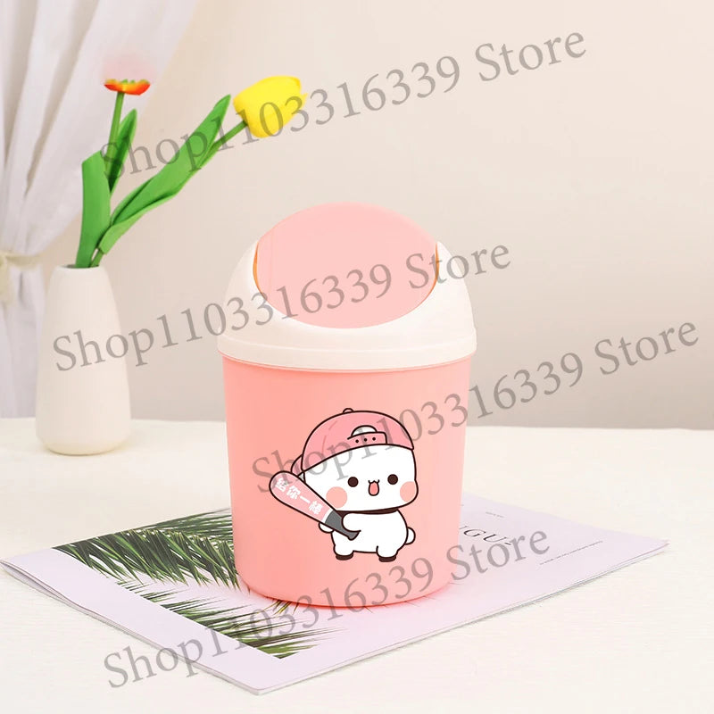 Bubu Dudu Mini Desktop Bin Yier Panda Bear Trash Can Tube Bedroom Trash Can Garbage Can Clean Workspace Storage Box Home Desk