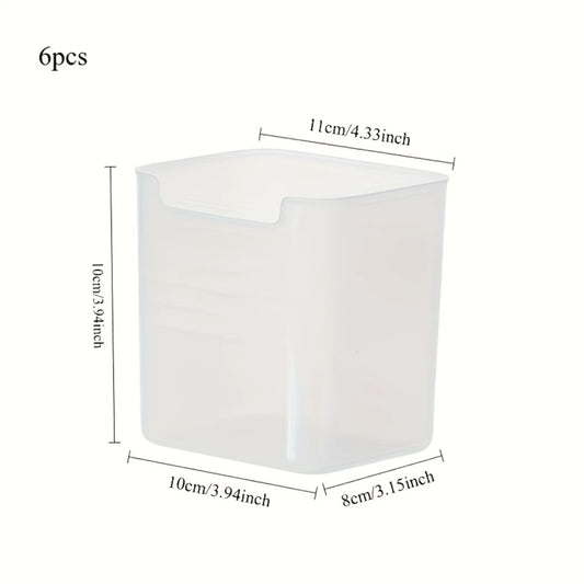 6Pcs Clear Refrigerator Storage Bins with Handles, Bpa-Free Food Organizer Boxes for Fridge & Kitchen Counter