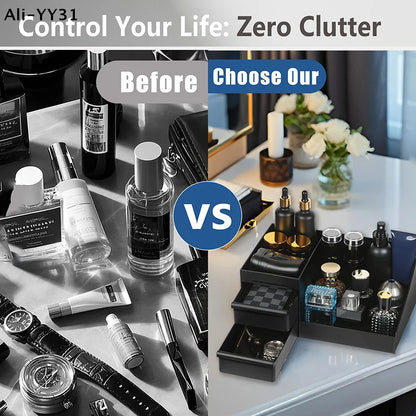 【Y31】1Pc 2026 Cologne Organizer For Men, Cologne Holder For Dresser, Perfume Stand, Bathroom Countertop Organizer With Drawers