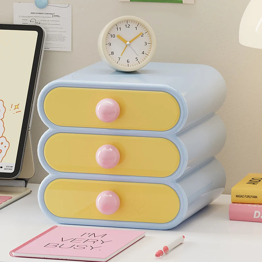 Uforu Dopamine Desk Organizer, 3-Tier Drawer Storage Boxes Multi-Function Stationery Desktop Shelf for Office Dorm
